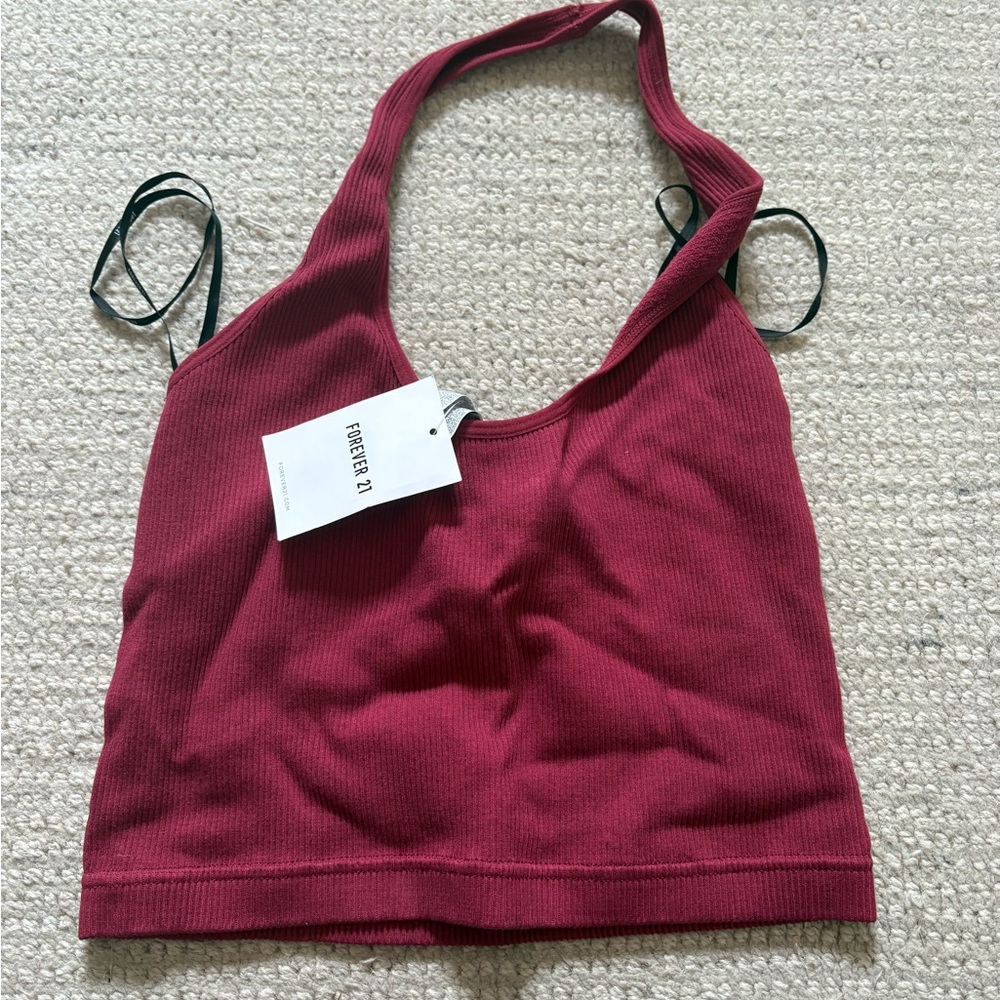 Forever 21 Burgundy Ribbed Bandeau